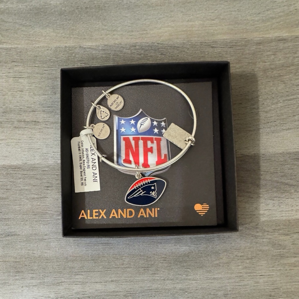 ALEX AND ANI®, NFL®, New England Patriots silver bracelet, new in box with tags!